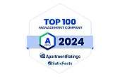 Top 100 Management Company badge for 2024 by ApartmentRatings and SatisFacts.