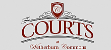Elegant logo design for The Courts at Wetherburn Commons, featuring classic typography and decorative elements.