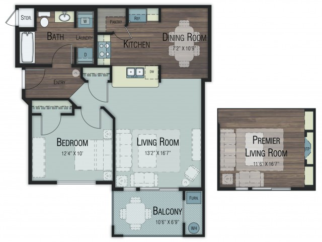 1 bedroom 1 bathroom Ash Select floor plan