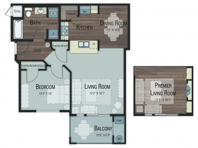 1 bedroom 1 bathroom Ash floor plan