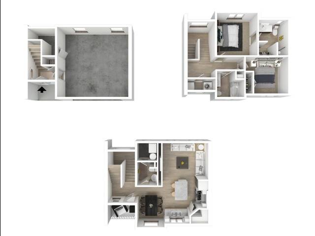 two bedroom two story Beaumont floorplan