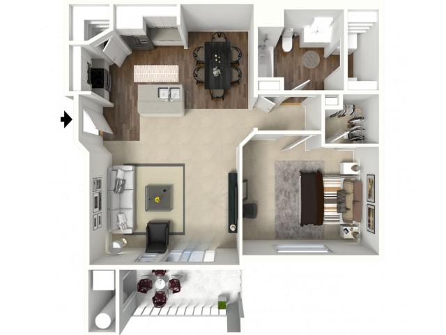 1 bedroom 1 bathroom Astoria Floor Plan