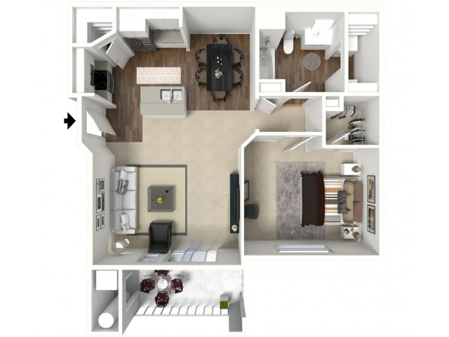 1 bedroom 1 bathroom Astoria Premier Floor Plan