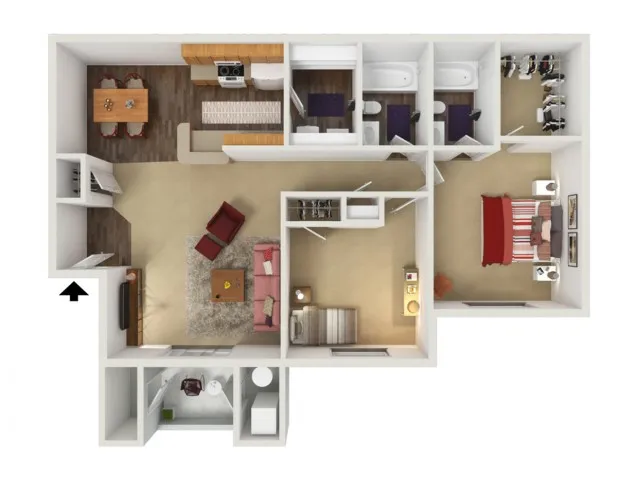 2 bed/2 bath
