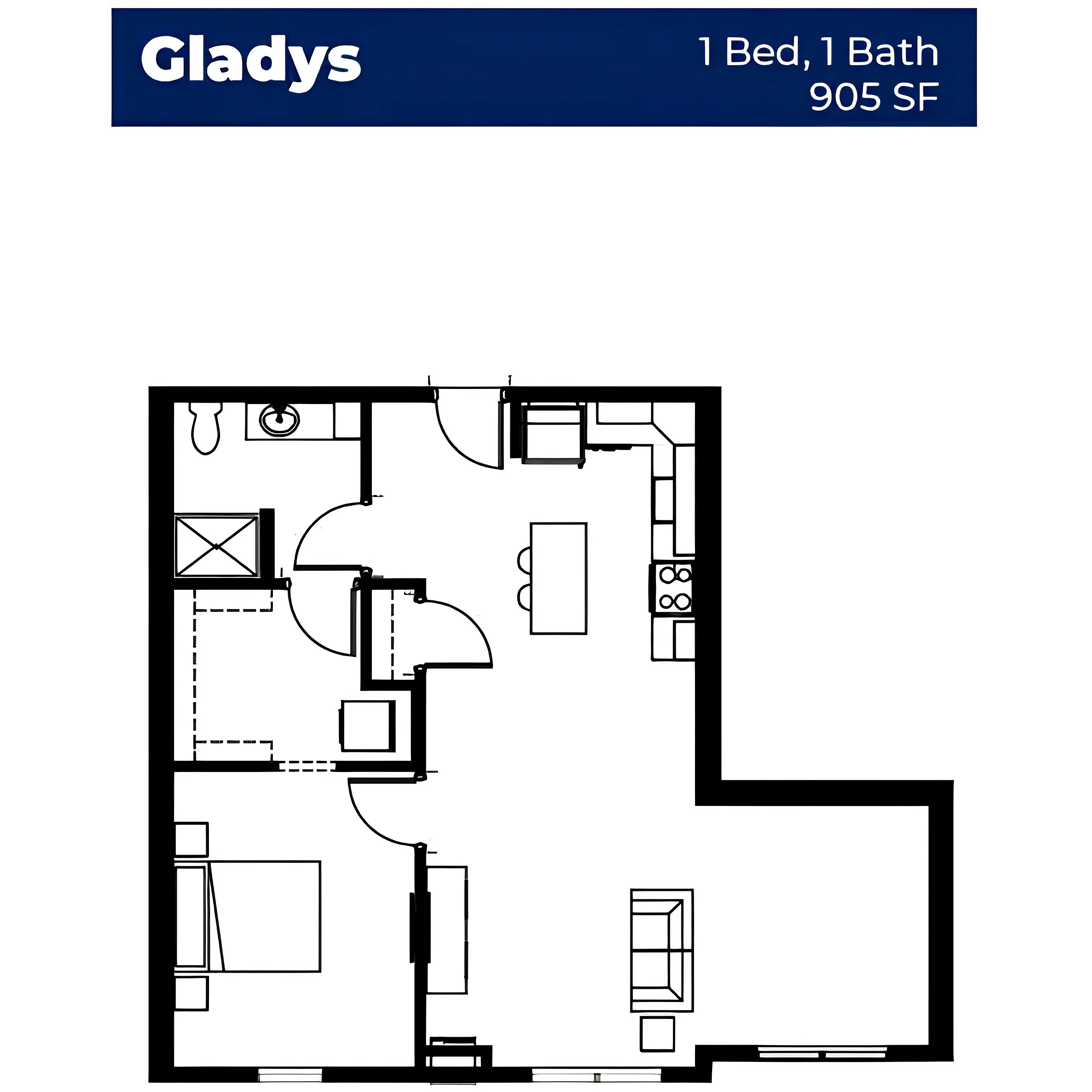 Boulevard III - 1 Bed Floorplan
