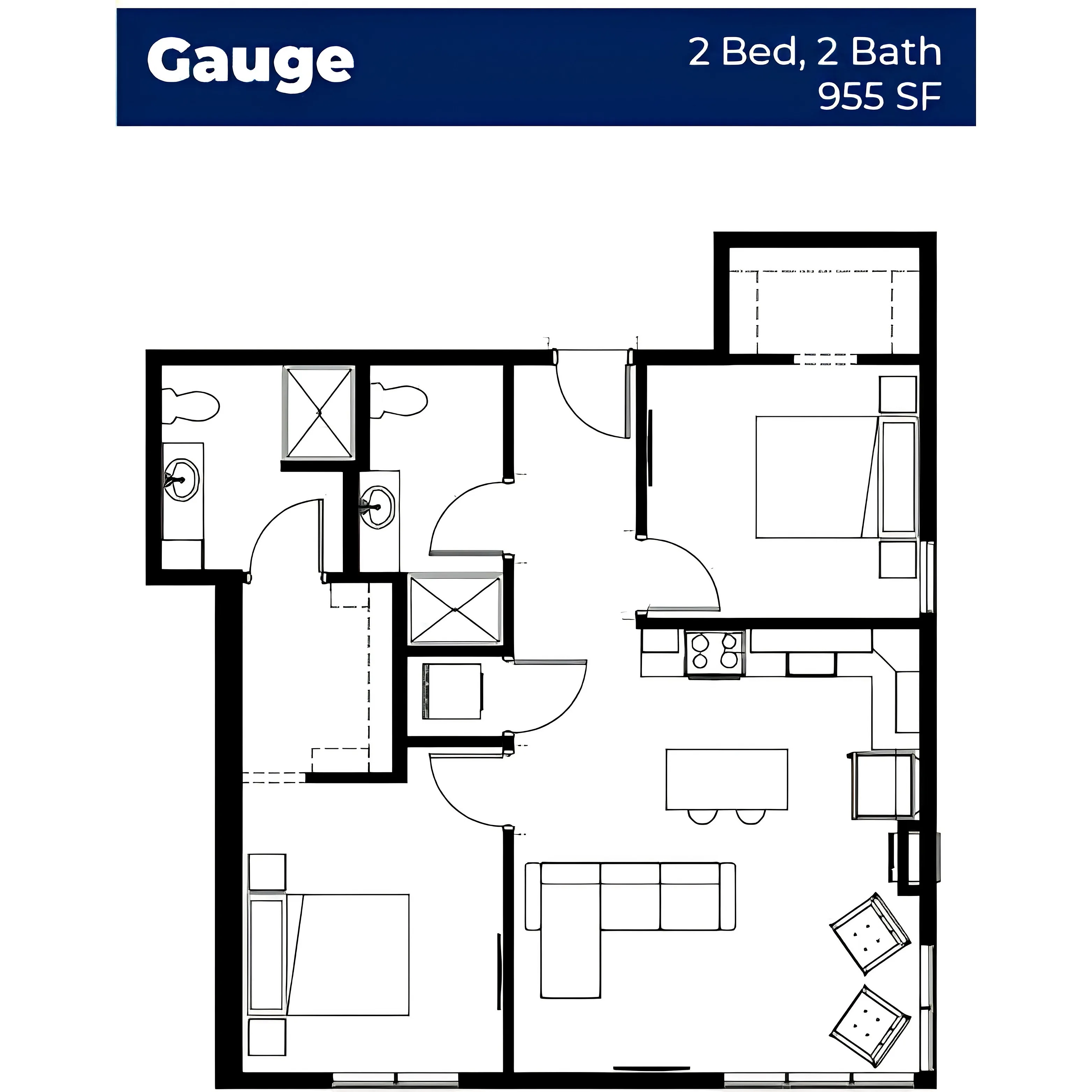 Boulevard III - 2 Bed Floorplan