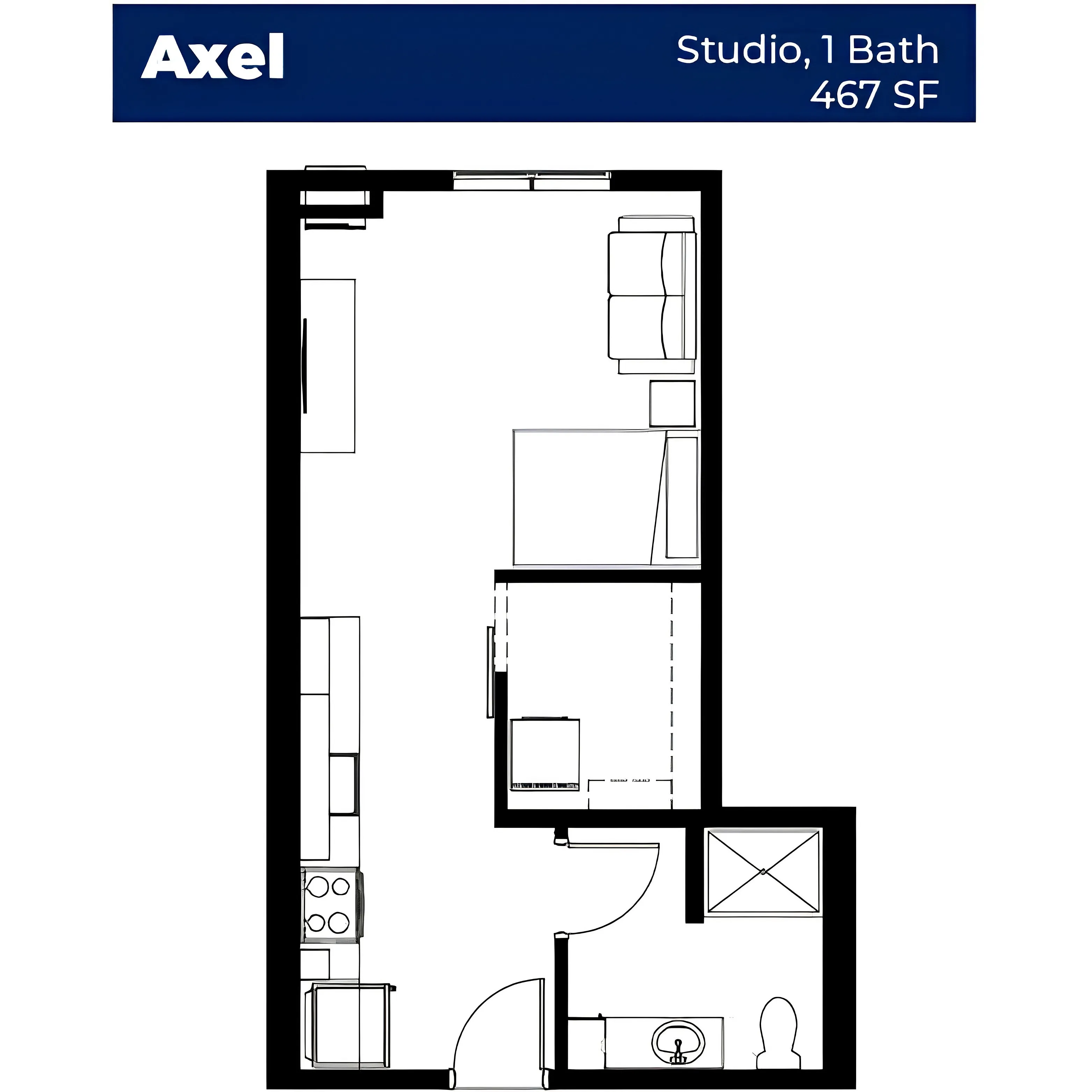 Boulevard III - Studio Floorplan