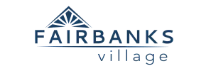 Modern and elegant logo for Fairbanks Village featuring a stylish geometric design, conveying a sense of community and sophistication.