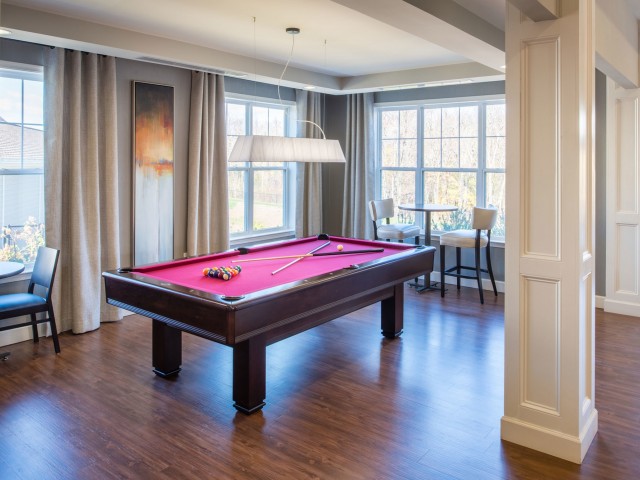 Pool table in the community center at Prospect Hall Apartments