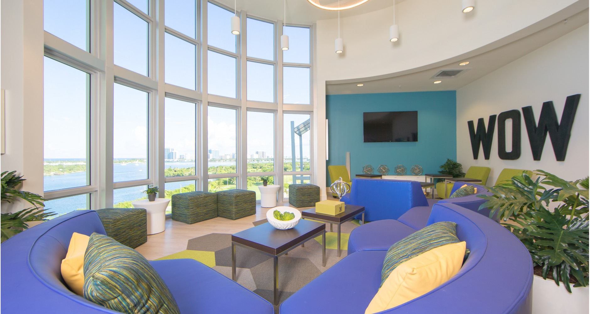 Exterior - overlay of text Find the Perfect Floor Plan |  | Bayview | North Miami Student Apartments