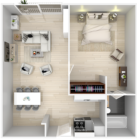 1 bedroom 3d floorplan