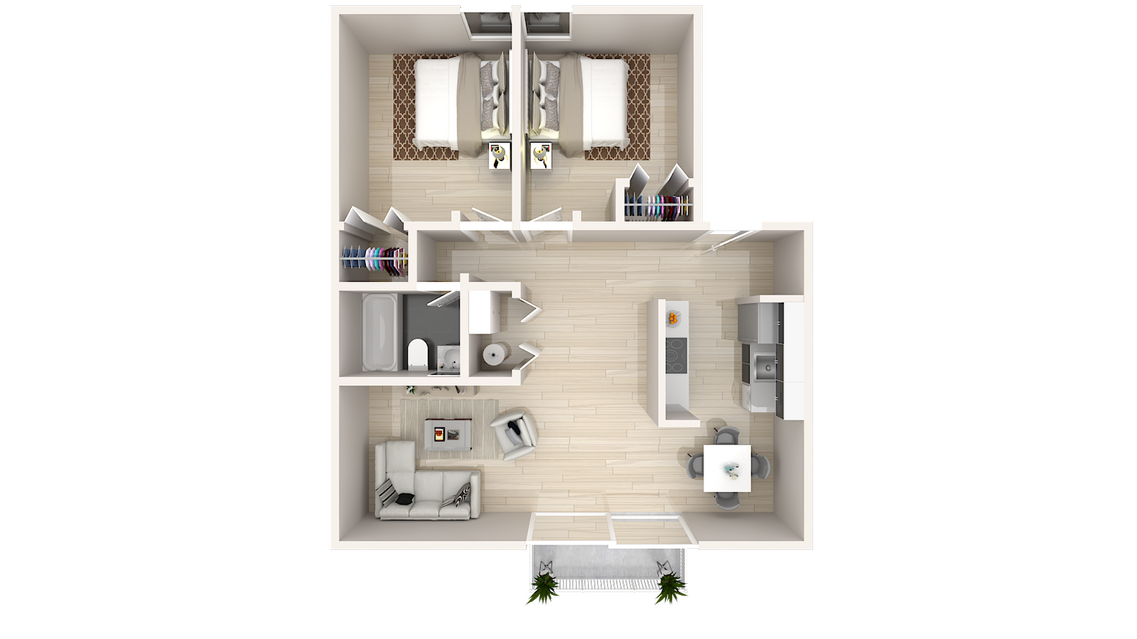 2 Bedroom X 1 Bathroom