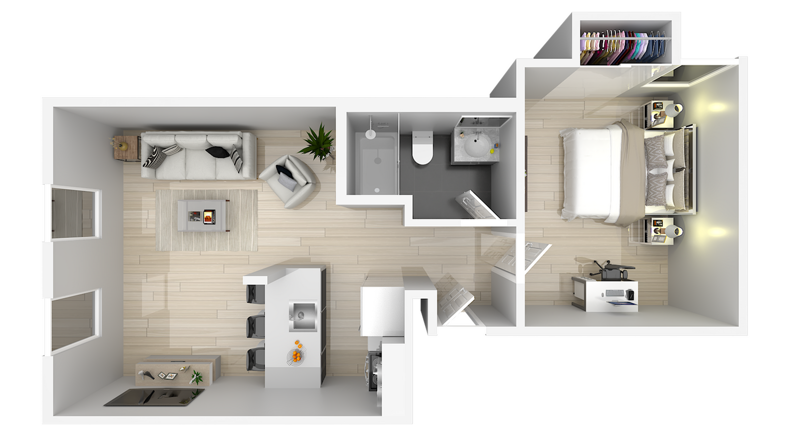 1 Bedroom x 1 Bathroom (a)