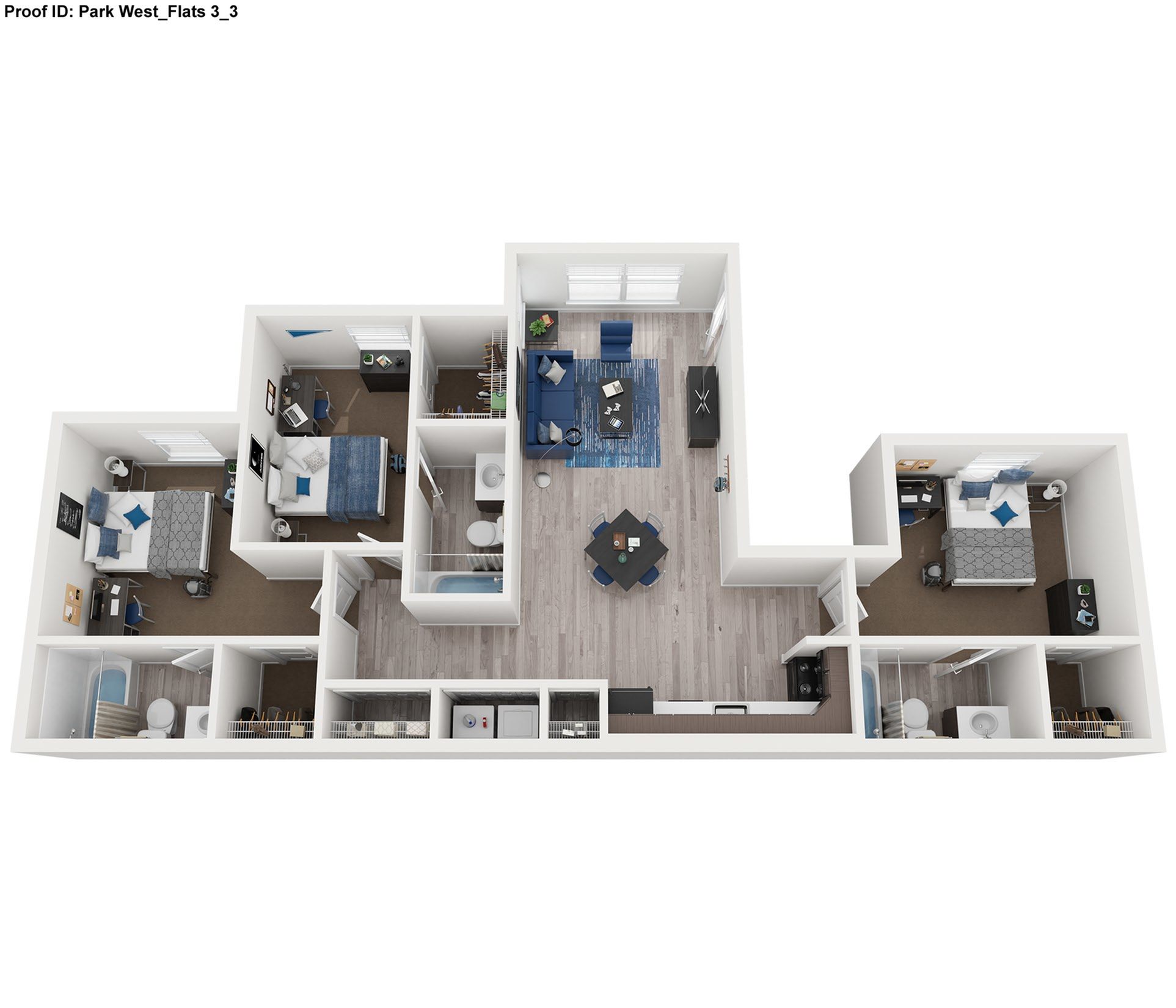 3 bed 3 bath floor plan