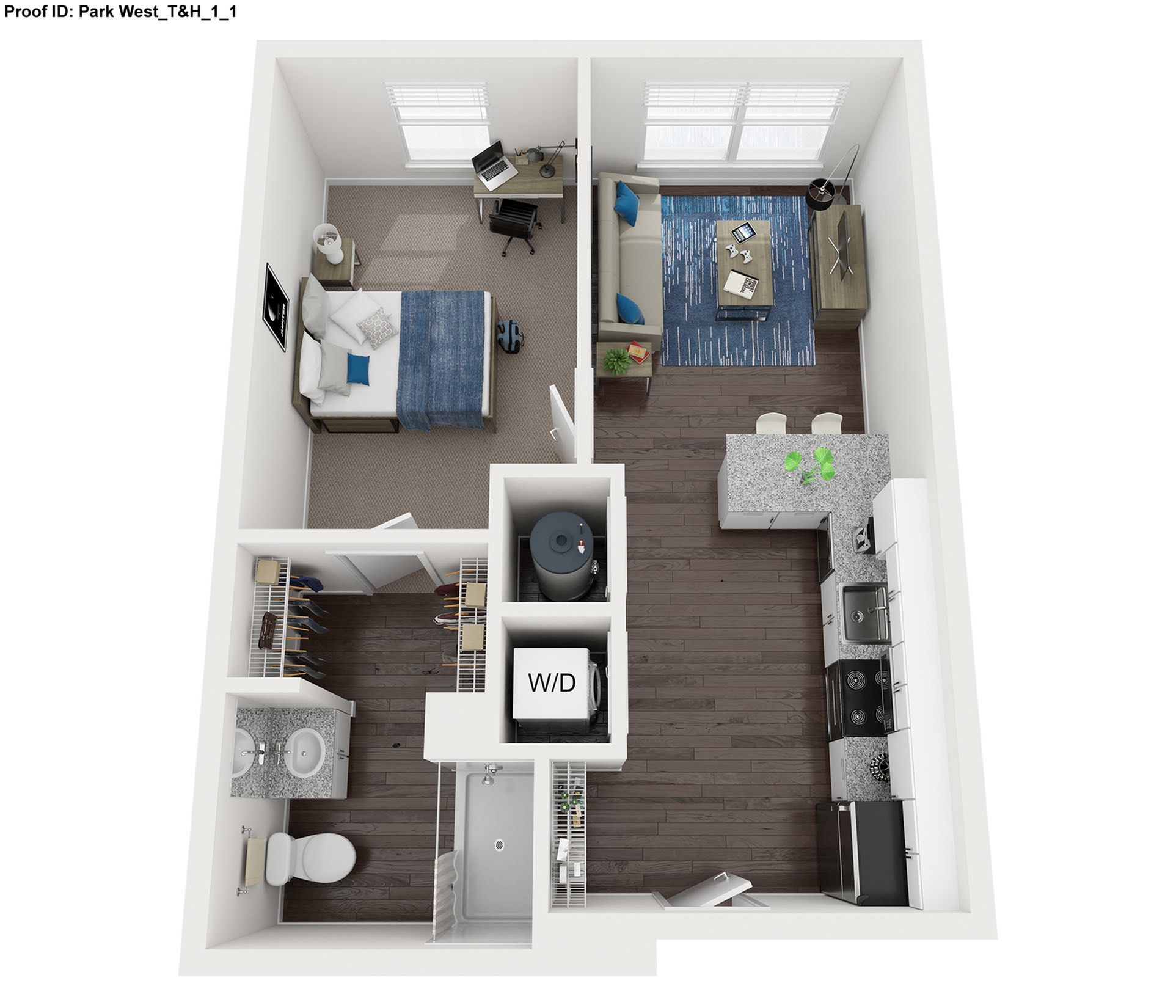 1 Bedroom Floor Plan | Park West | Apartments In College Station, Texas