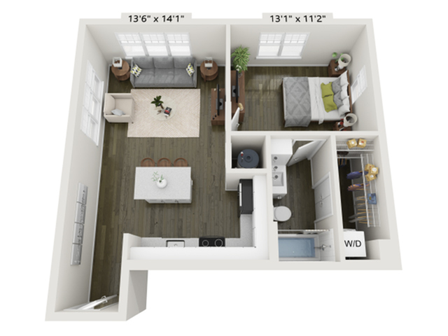 1x1 D | Floor Plan