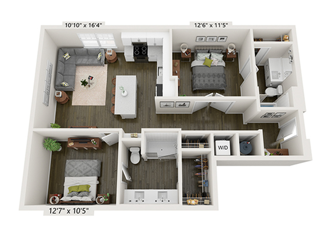 2x2 B | Floor Plan