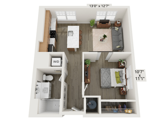 1x1 C | Floor Plan