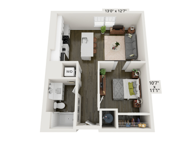 1x1 E | Floor Plan