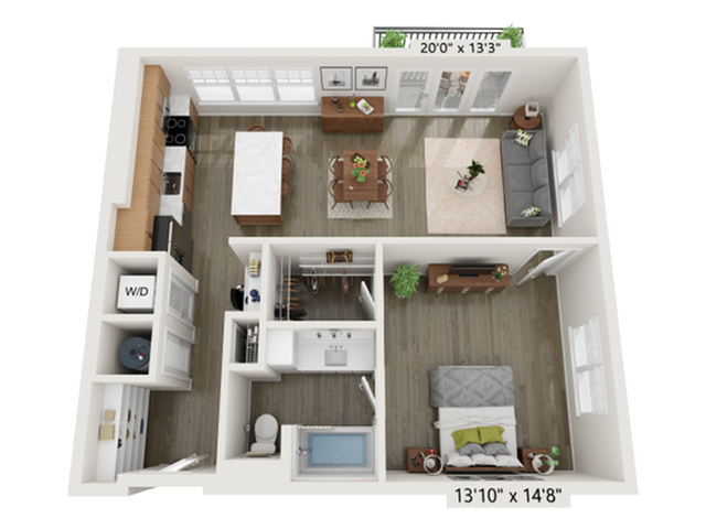 1x1 K | Floor Plan