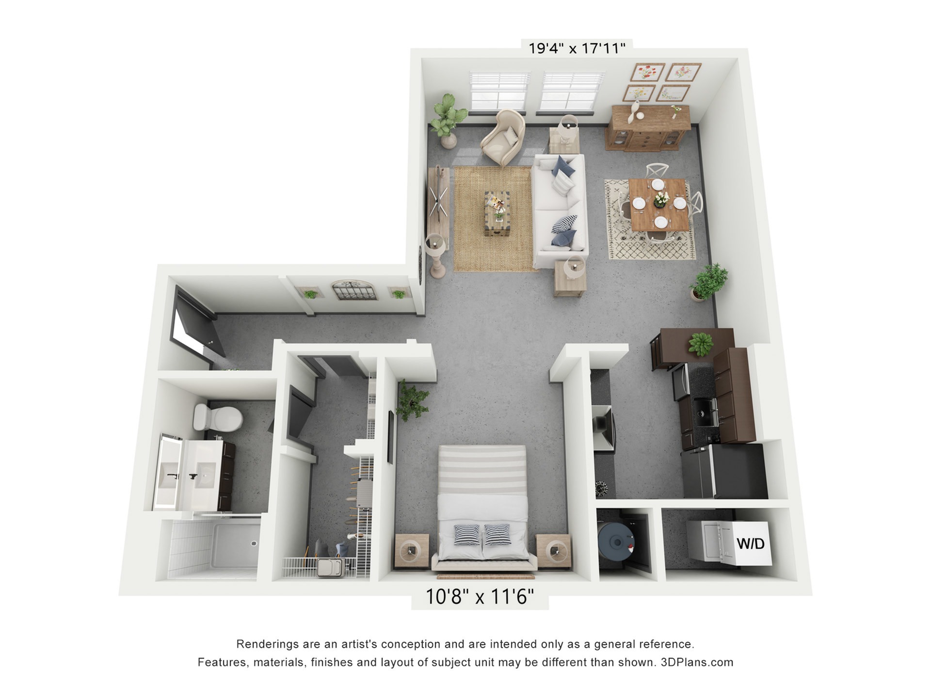 Open 1x1 D | Floor Plan