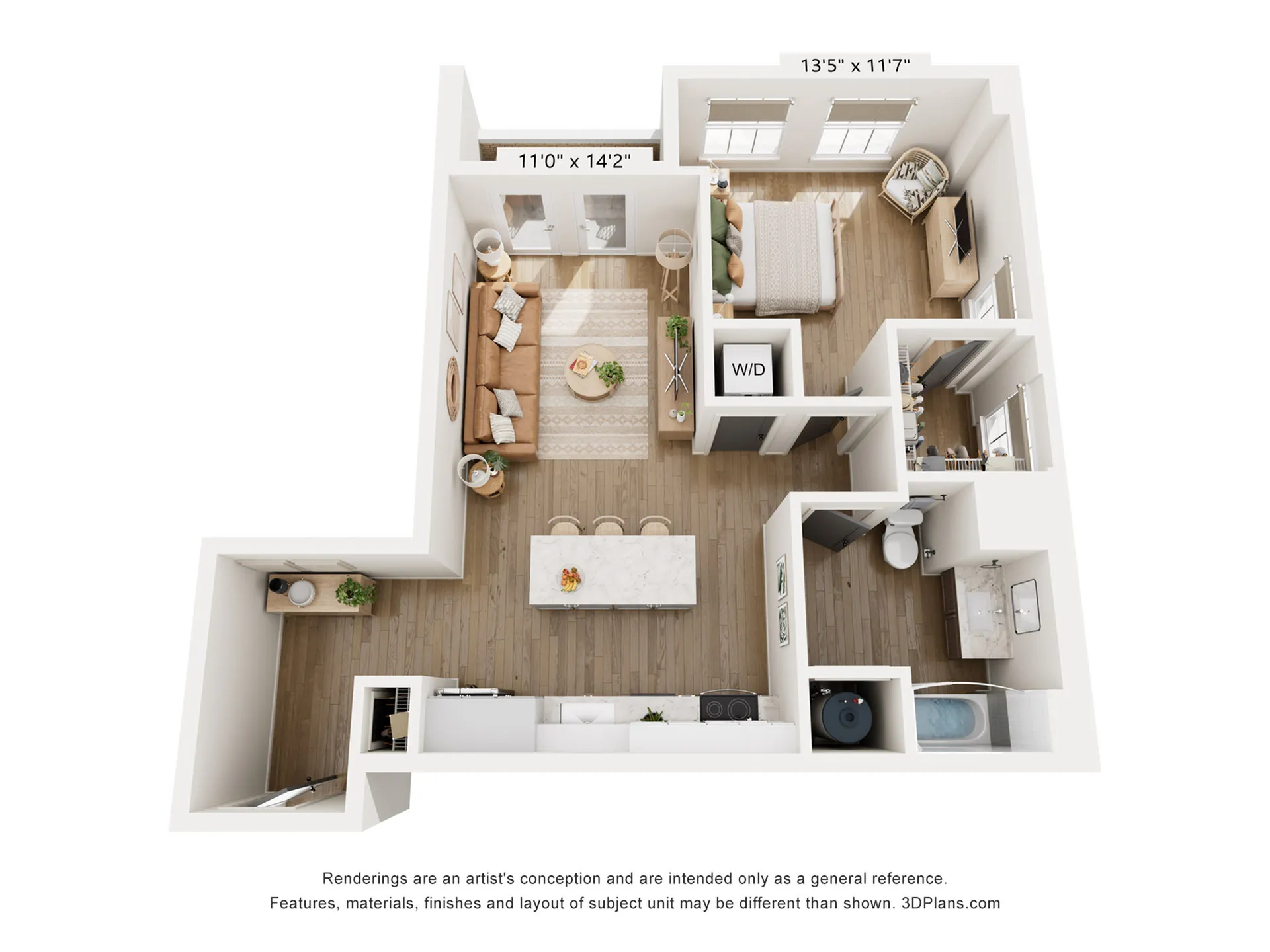 1BR Type J Floor Plan