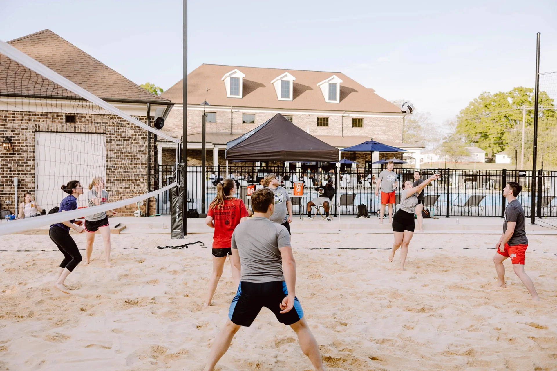 People playing volleyball
