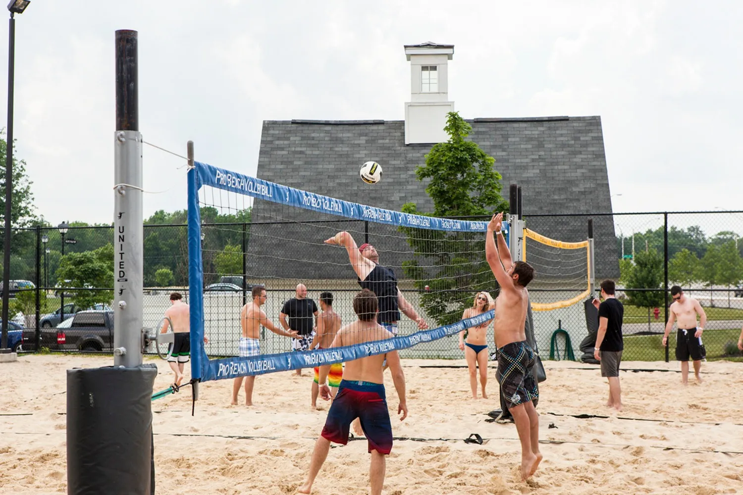 People playing volleyball