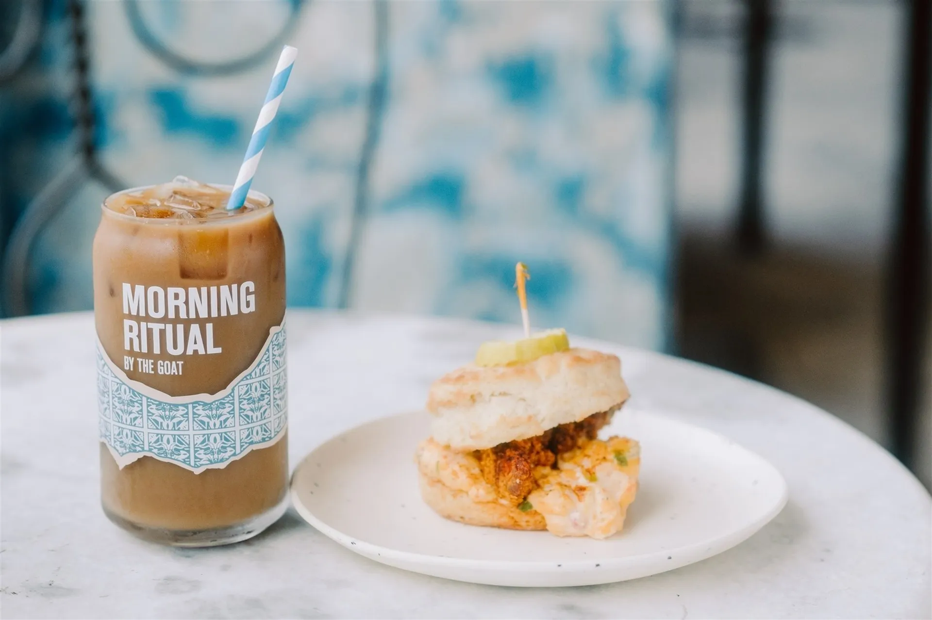 Iced coffee and biscuit