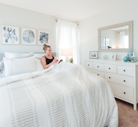 bedroom, bright, comfort, daylight, modern, luxury, carpeted