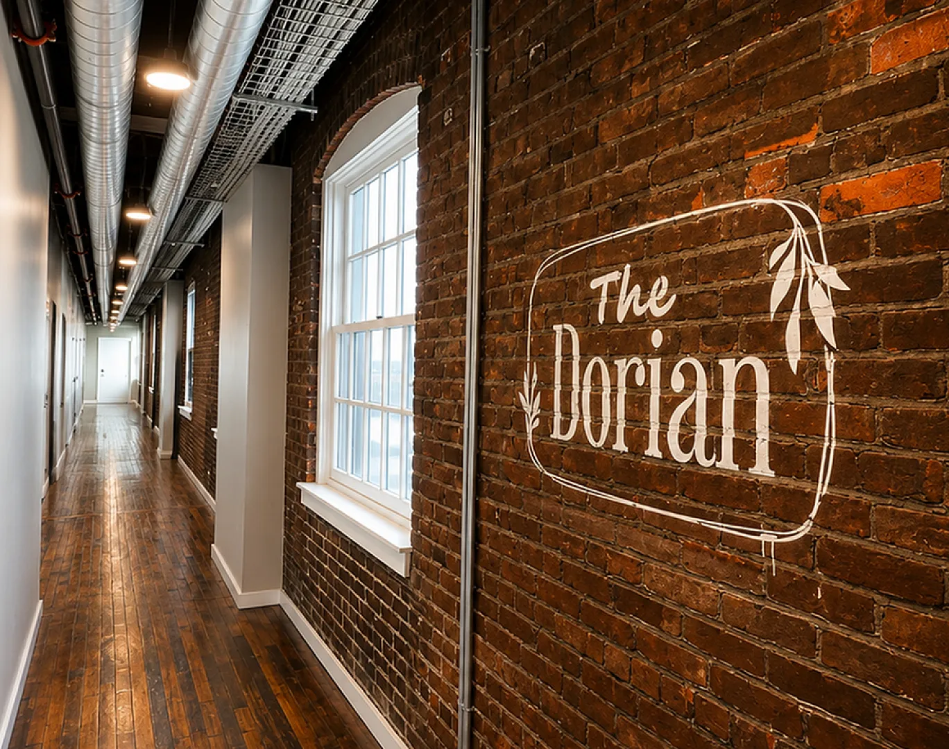 The Dorian - Exposed Brick Hallway