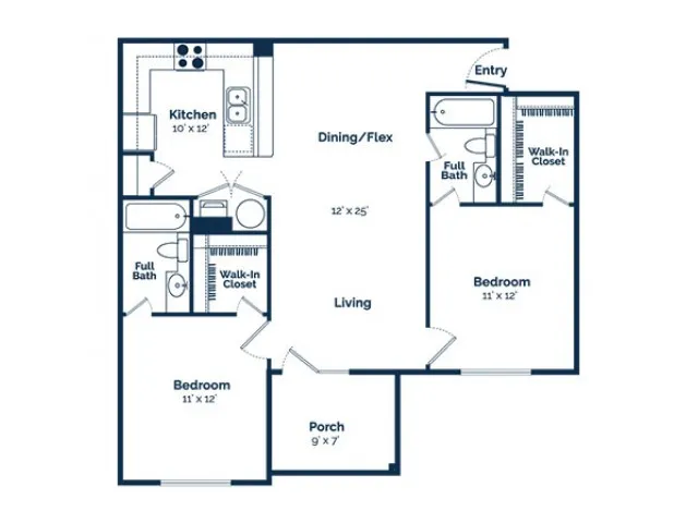 2 Bed 2 Bath