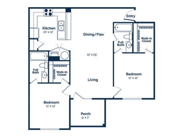 2 bed 2 bath