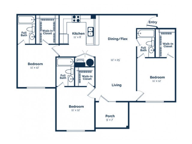 3 Bed 3 Bath