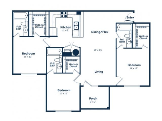 3 Bed 3 Bath