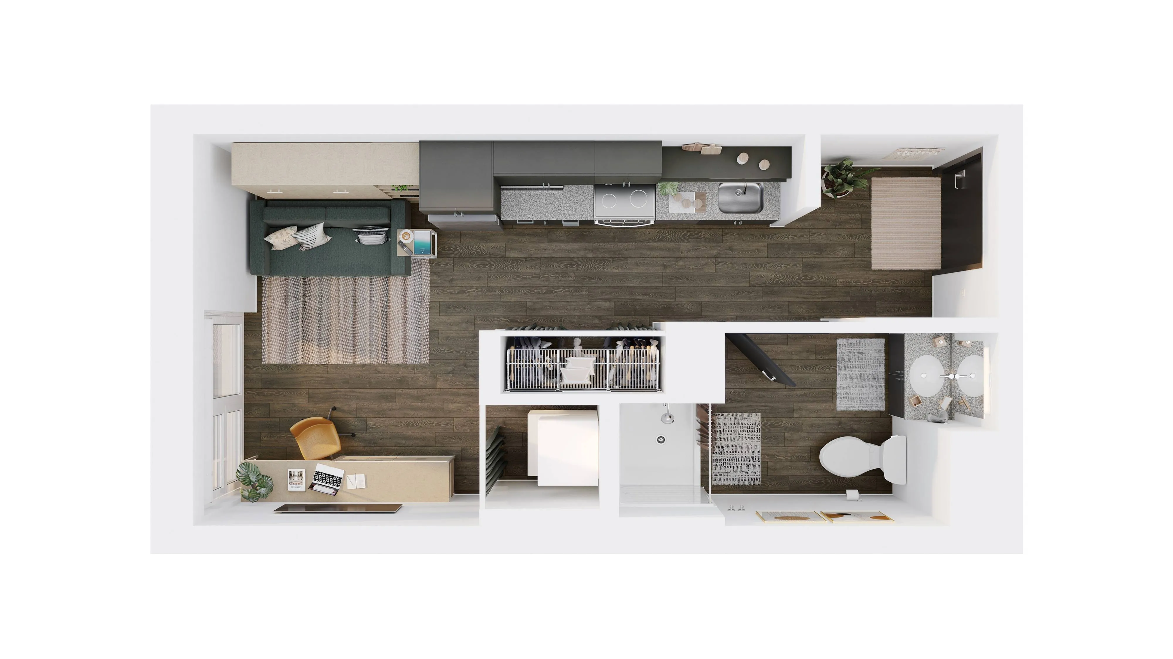 Broadway Studio Murphy - 3D Floor Plan
