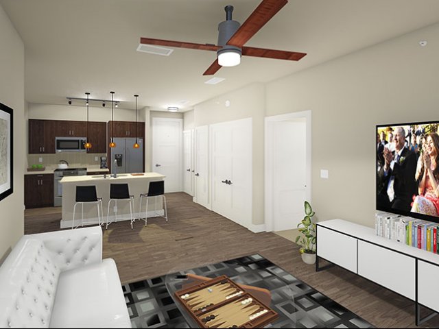 Northside Multifamily-style living room and kitchen