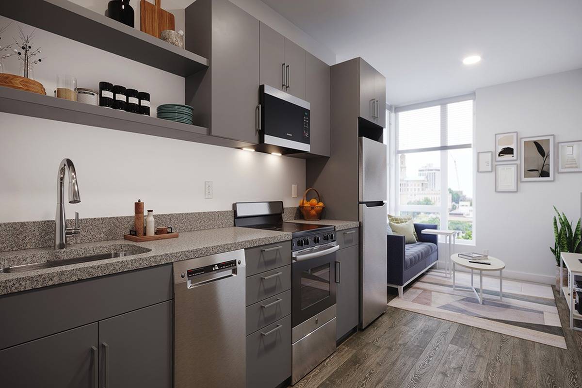 1 bedroom kitchen rendering