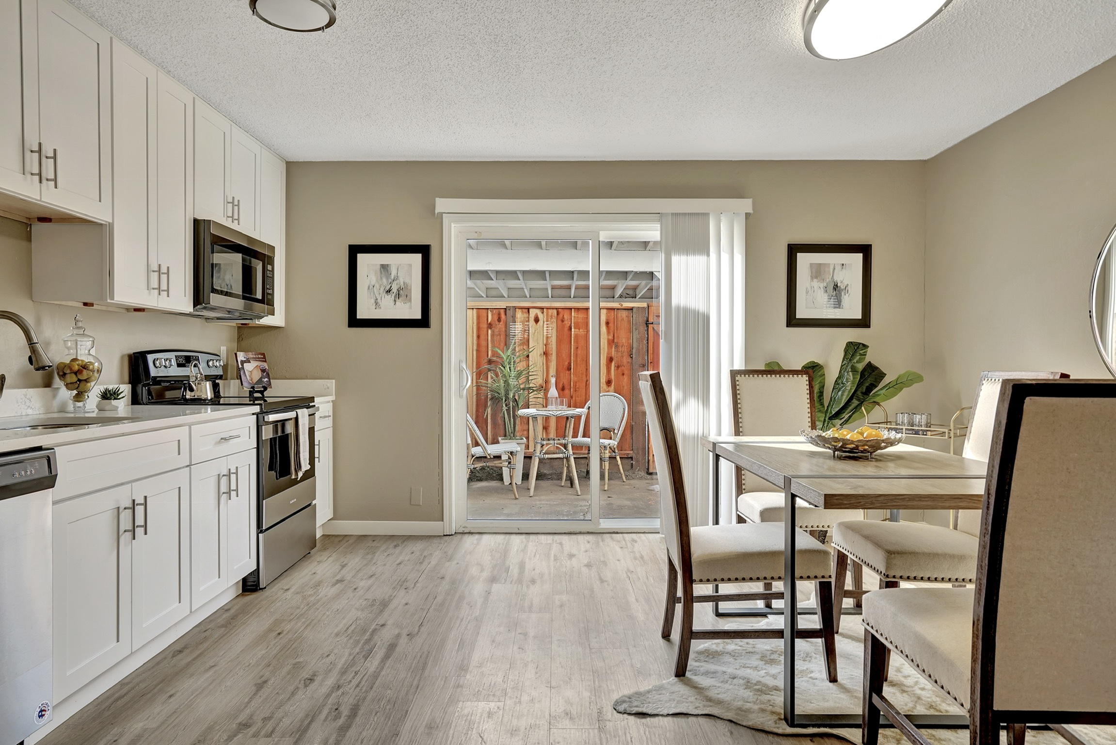 Kitchen with door to patio