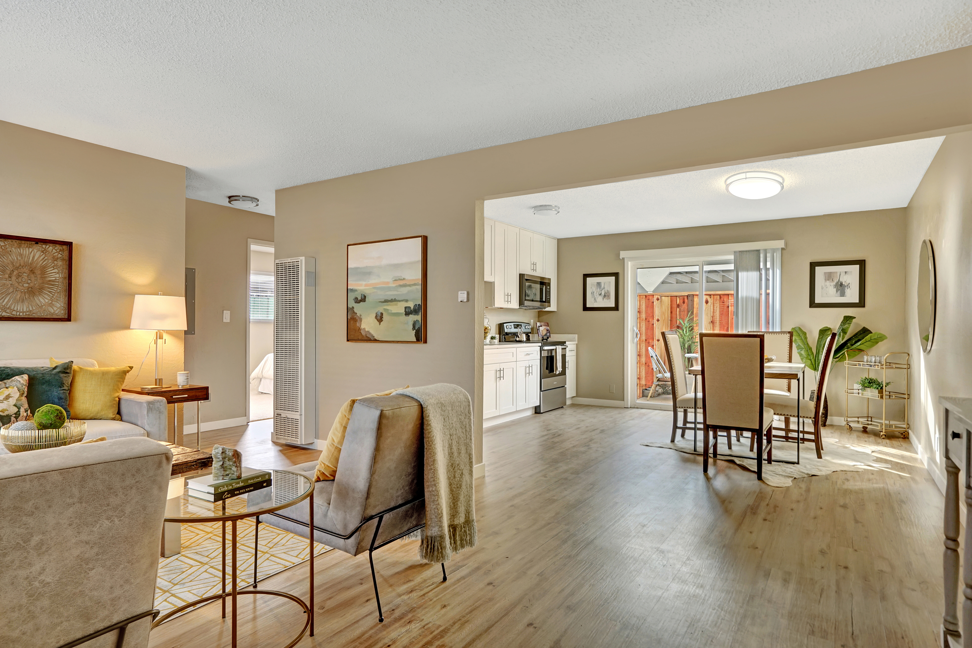 Living Room to and Kitchen