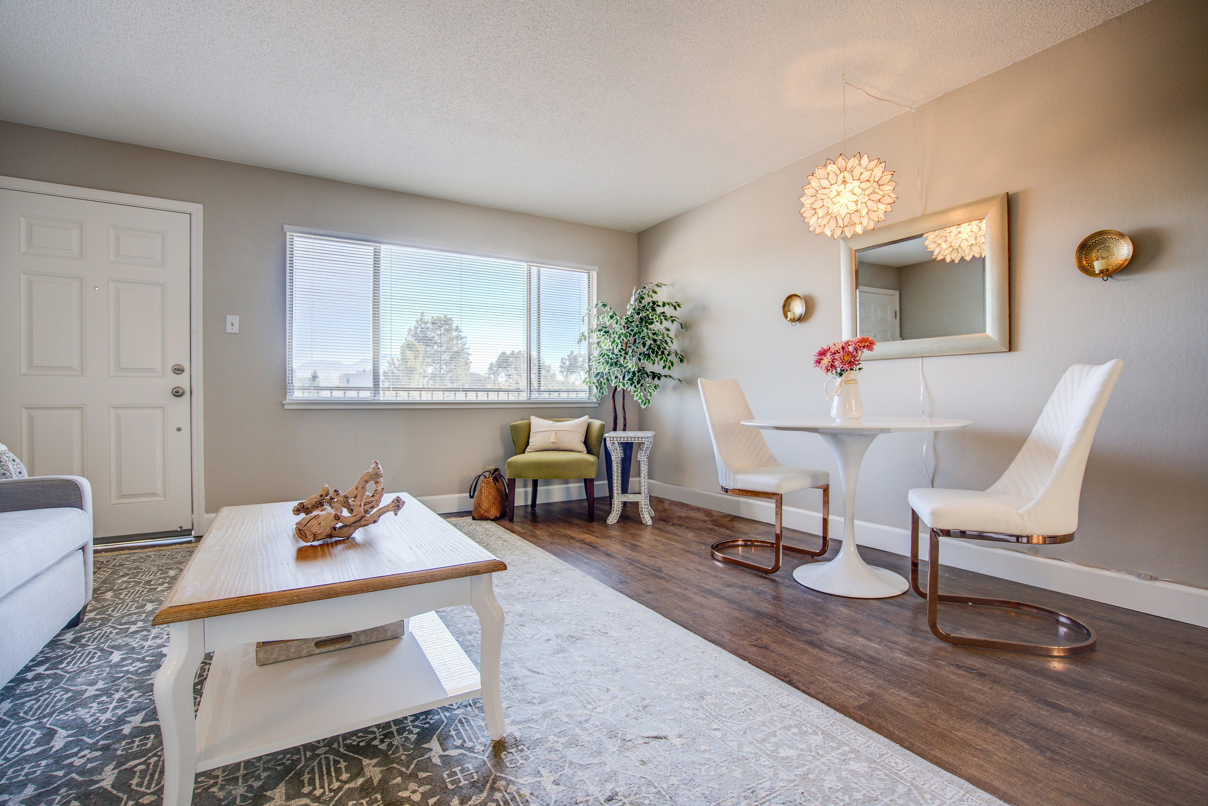 Living room and dining area