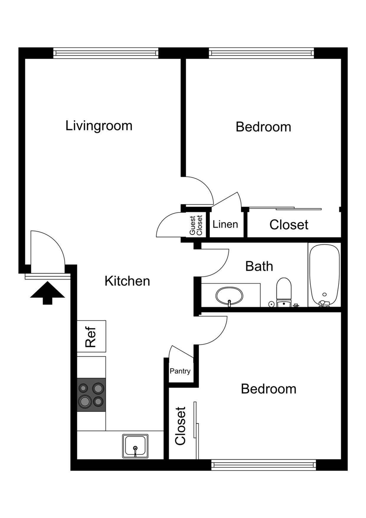 2x1 2 Bed Apartment Glacier Apartments