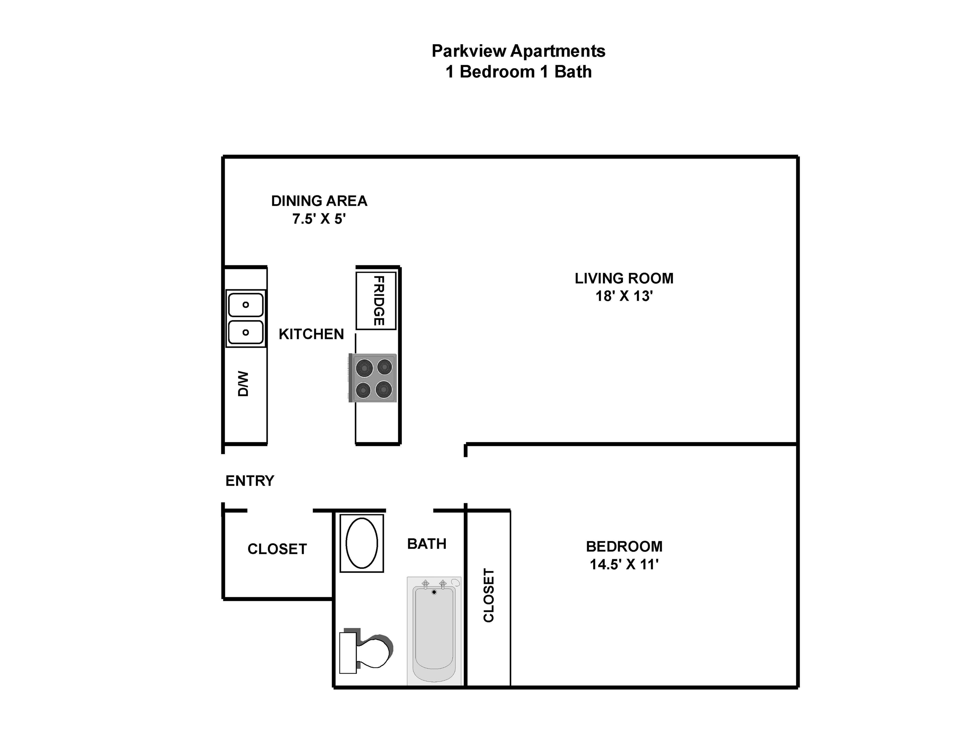 1x1 Floor Plan