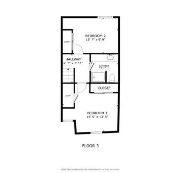 2 Bedroom floor plan - floor 3