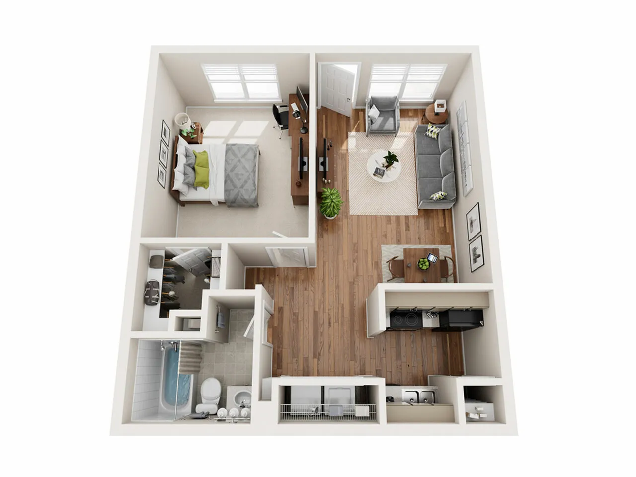 A1 - 1 Bedroom | Floor Plan 1 | Raiders Walk | Student Apartments Lubbock