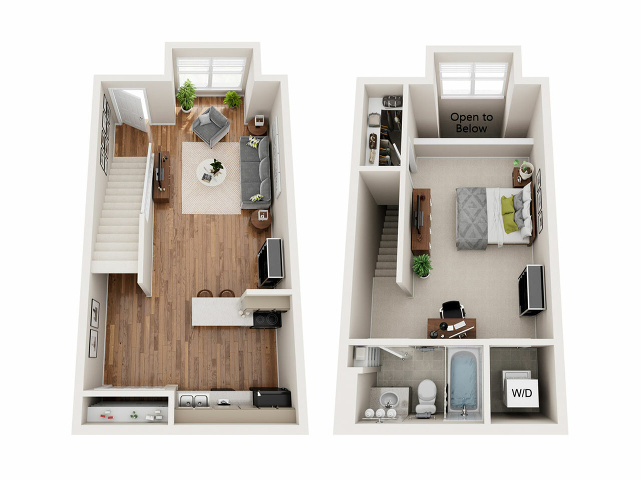 A2 - 1 Bedroom Loft | Floor Plan 2 | Raiders Walk | TTU Off Campus Housing