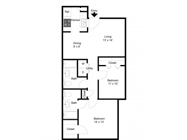 2-2 | 2 Bed Apartment | McKinney Park Apartments