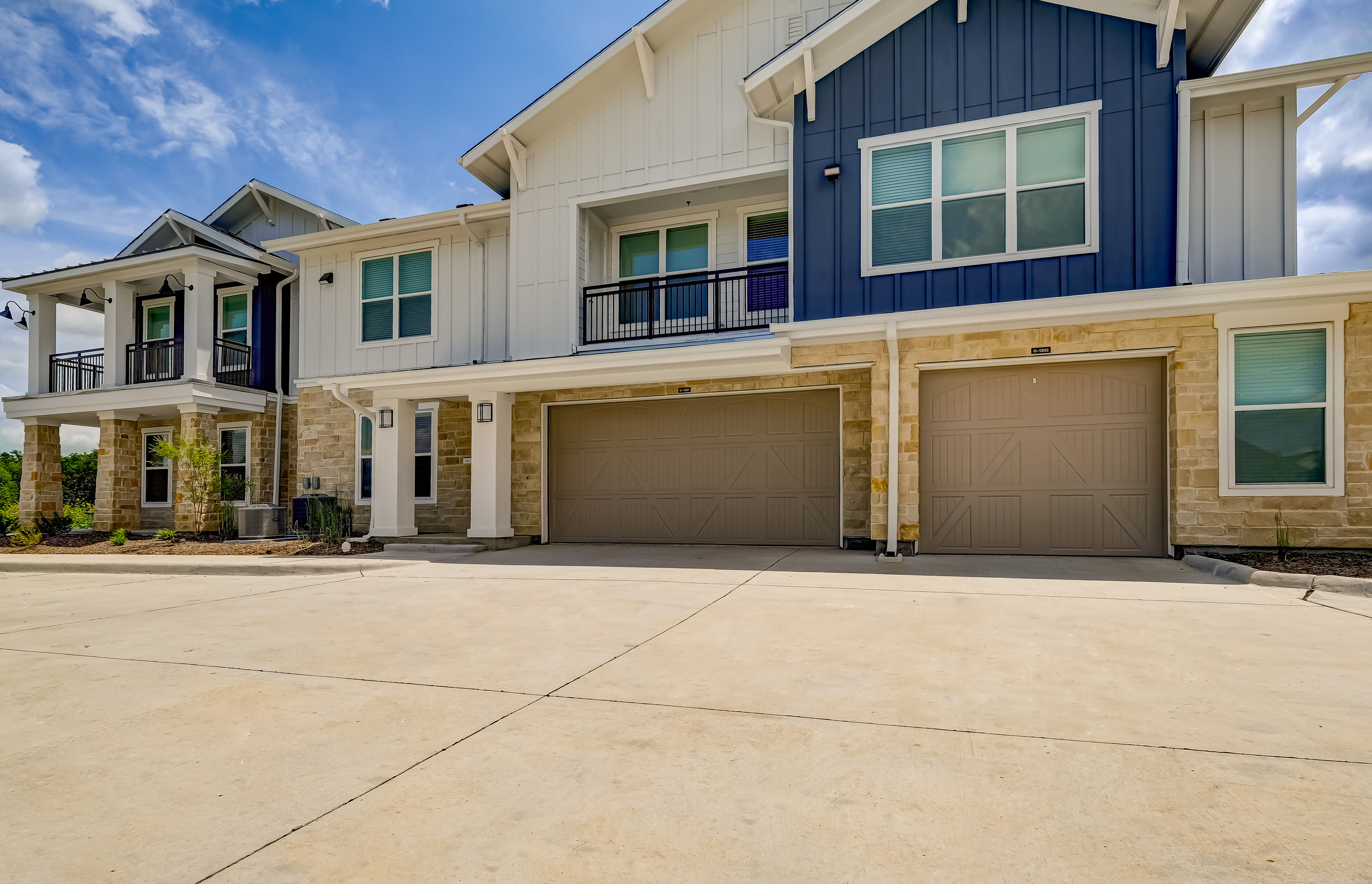 Attached garages at Prosper Elms Apartments