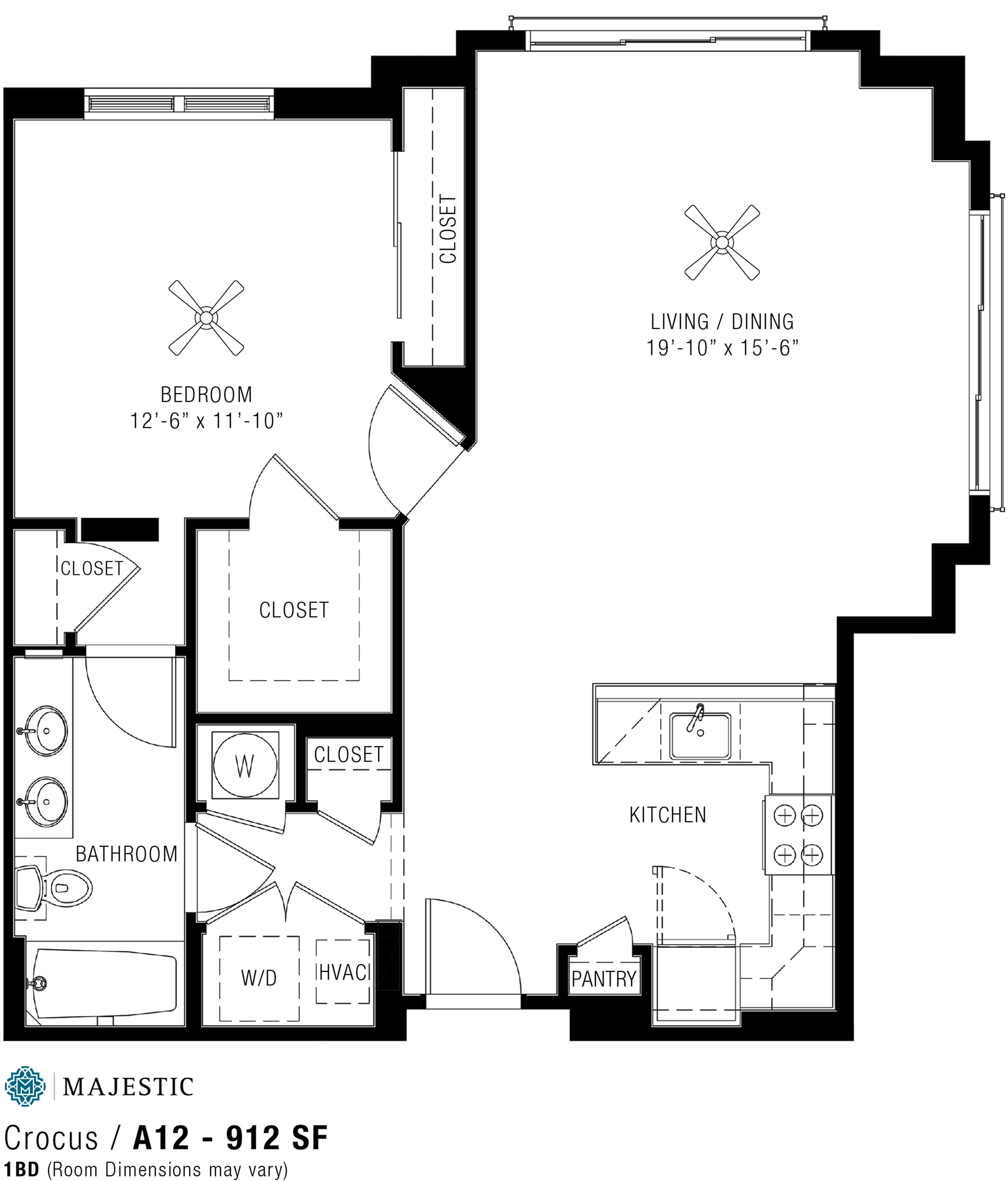 One Bedroom Floorplan | Majestic 7