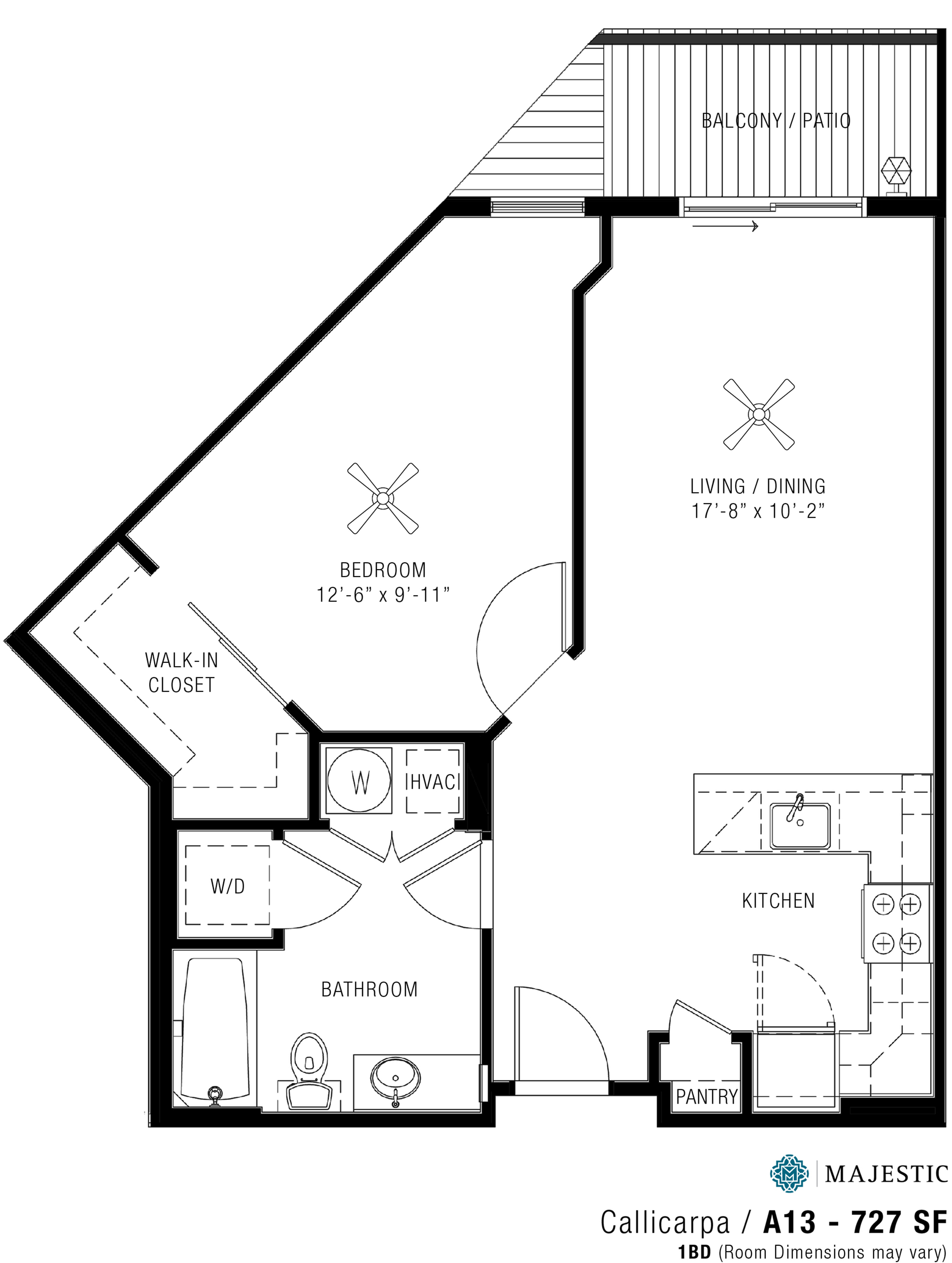 One Bedroom Floorplan | Majestic 6